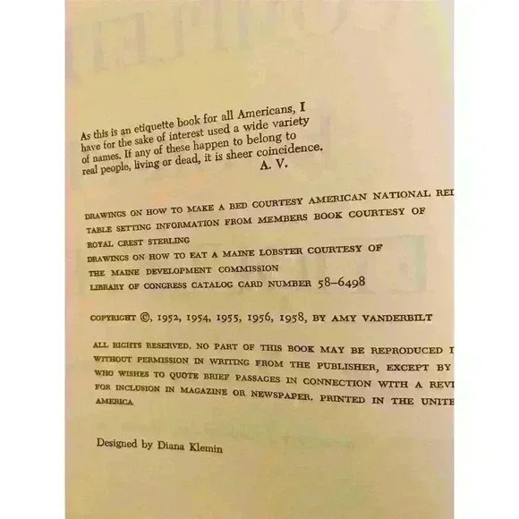 Amy Vanderbilt's Complete Book of Etiquette 1954 Hardcover Vintage - Picture 4 of 9